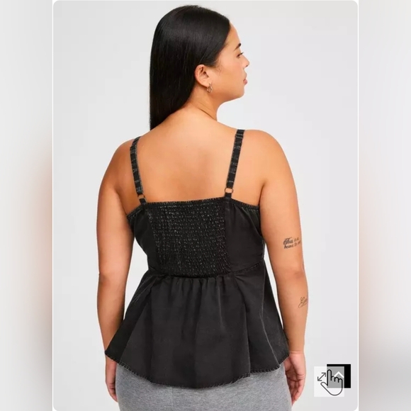 torrid Black Button-Front Peplum Denim Tank Top - Picture 2 of 10